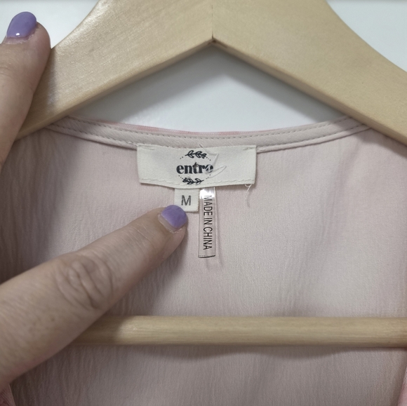 Peasant Dress Large Blue Pink Gingham Ruffled Dress Size Medium Sheer Romantic - Picture 5 of 10